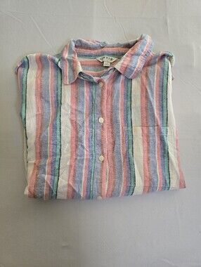 Orvis Linen Blend Button Down Top Size Large